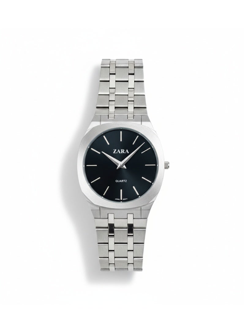ZARA Stainless Steel Quartz Watch with Black Dial - Image 1